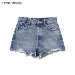 Women's Shorts ZATRHMBM 2023 Casual Denim Summer For Women Vintage Side Pockets Zip High Waist Female Short Pants Mujer