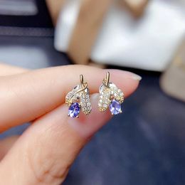 Stud Earrings 585 Purple Gold Plated Inlaid Gemstone For Women 14K Rose Crystal Foliage Fresh And Light Luxury Jewellery