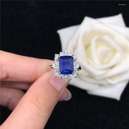 Cluster Rings Genuine Pure White Gold AU585 Ring 3CT Sapphire Diamond Engagement Women Statement Wedding Jewellery Gift Brilliant Forever