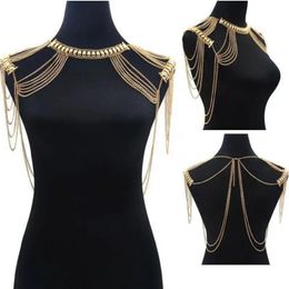 Chokers Maxi Necklace Body Boho Jewelry Statement Necklace Body Shoulder Chain Multilayer Tssel Necklace For Women Collier 231012