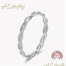 Sier Simple Braided Ring Texture Stackable Rings For Women Minimalist Fine Jewellery Dhgarden Otavr