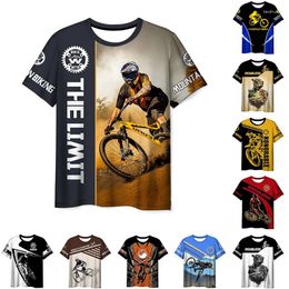 Men's T Shirts Fashion Summer Casual Mountain Bike Pattern Series Round Neck Short Sleeve T-shirt 3D Print Breathable Large Size Clothing