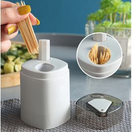 Creative automatic pop-up of toothpick box in home living room press type toothpick container portable and portable toothpick container kitchen
