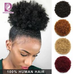 Lace Wigs Racily Hair Afro Puff Drawstring Ponytail Human Hair Brazilian Short Curly Drawstring Ponytail Afro Puff Bun Chignon Accessories 231012