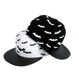 Caps Hats Children Cool Bat Pattern Hip Hop Hat Summer Boy Girl Street Dance Flat Sunshade Sun Protect Baseball Cap Leather Hat Brim F54 231012