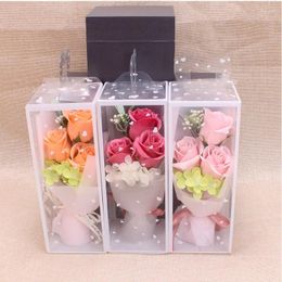 Decorative Flowers 3PCS Artificial Soap Bouquet Foam Rose Flower Gift With Box Small Of Roses For Women Valentine's Day Birthday