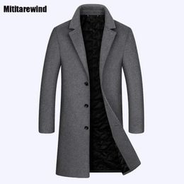 Men's Wool Blends Winter Jacket 50 Coat for Men Simple Causal Mid Long Woollen Korean Fashion Solid Thickened Warm Overcoat 231011