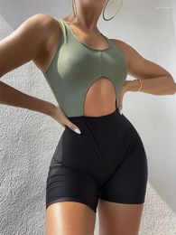 Women's Swimwear Female Beach Outfits Bikini Mujer Sporty Style Women Swimsuits 2023 Summer Block Colour One-piece Bikinis Bating Wear