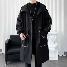 Men's Trench Coats Korean style men's trench coat Fashionable street casual long jackets large pocket overcoat High quality brand men's clothing J231012