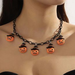 Pendant Necklaces Fashion Halloween Funny Hat Pumpkin Bat Ghost Splicing Choker Necklace Party Creative Punk