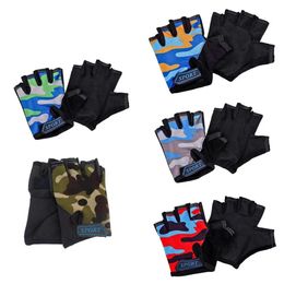 Sports Gloves Child Cycling Camouflage Children's Half Finger Bicycle Gloves High Elastic Nonslip Bike Gloves Riding Equipment 231011