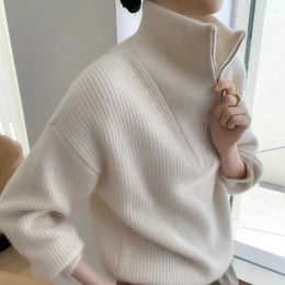 Women's Sweaters Autumn And Winter Semi-zipper Cashmere Vertical Lapel Thick Sweater Women Lazy