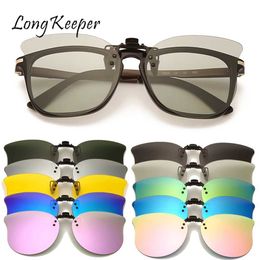 Polarized Clip on Sunglasses Men Photochromic Car Driver Goggles Night Vision Glasses Anti Vintage Square 230920