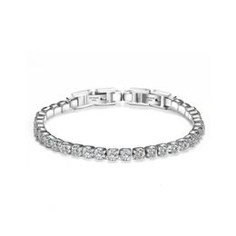 Tennis Women Stainless Steel Tennis Bracelet Cubic Zirconia Stones Crystals Hip Hop Jewelry 19Cm304V73909286494973 Jewelry Bracelets Dh50Y