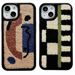 Cell Phone Cases Small Autumn and Winter Checker Plush Suitable for iPhone 14 Phone Case 12 All Inclusive 11 Anti Drop XL Female L2310/12