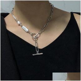 Vintage Irregar Slub Pearls Necklaces For Women Punk Love Couples Choker Lock Chain Necklace Boho Jewelry Collier 2021 Dhgarden Otgpx