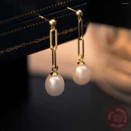 Stud Earrings La Monada Short Hanging Chain Womens Silver 925 Ear Piercing Pearl For Women Girls