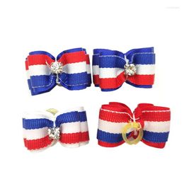 Dog Apparel 100PC/Lot Independence Day Hair Bows Red/White/Blue Cat Grooming Rubber Bands Pet Accessories