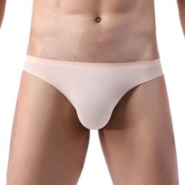Underpants Solid Ice Silk Men Underwear Cool Summer Big Penis Pouch Mens Nylon Briefs Gay Male Sexy Panties Seamless Lingerie203u