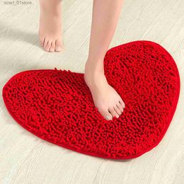 Non-Slip Bath Mats Floor Door Mat Anti-Slip Solid Colour Soft Heart-Shaped Carpet Slip-resistant Bathing Room Rug Mat Footcloth Decorative ToolsL231012