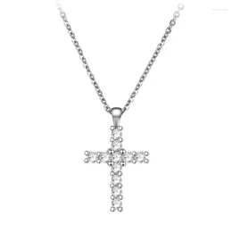 Pendant Necklaces Vintage Fashion Cubic Zircon Cross Pendants Colour Christian Jesus Jewellery For Women Accessories Gift