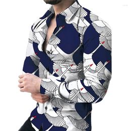 Men's Casual Shirts 2023 Foreign Trade Spring Digital Printed Shirt Slim Long-sleeved Large Size Clothing