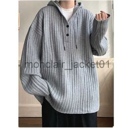 Men's Sweaters High-end Feel American Vintage Sweater Men's Lazy Hooded Sweater Couple Button Oversize Knit Men Clothing Coat S-3XL C0063 J231012