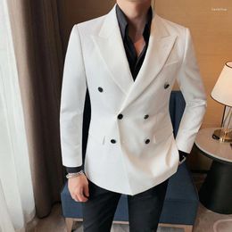 Men's Suits 2023 Green Double Breasted Formal Men Suit Jacket Custom Made Slim Fit Wedding Groom Coats Solid Colour Blazer Hombre