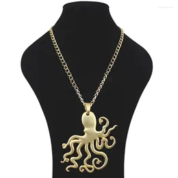 Pendant Necklaces MaGold Colour Large Octopus Squid Metal Long Chain Nautical Steampunk Necklace Lagenlook For Women Men Gift
