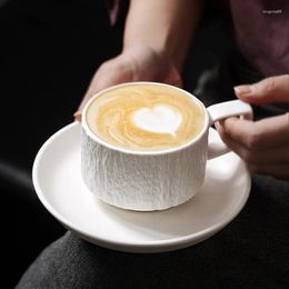 Mugs Black And White Simple Frosted Coffee Cup Saucer European Restaurant Cafe Breakfast Tea