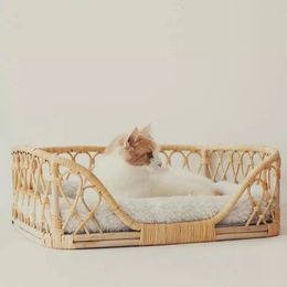 Cat Beds Furniture supplier rattan pet sofa furniture beds for pets dogs cats animals without cushion pillows 231011