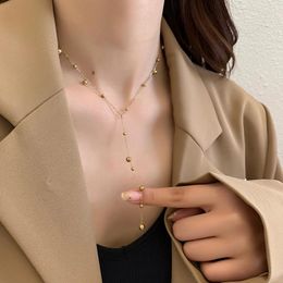 Pendant Necklaces Long Tassel Decorative Titanium Steel Necklace Does Not Fade Sweater Chain Senior Autumn And Winter