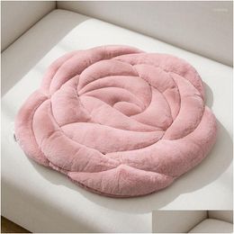 Cushion/Decorative Pillow Pillow Rose Floral Shaped Chair Mat Plush Pillows Sofa Seat Pads Europe Home Car Bed Decor Throw With Fillin Dhx9X