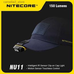 Head lamps NITECORE NU11 Intelligent IR Sensor Chip-on Cap Light 150 Lumens 600mAh Built-in Li-in Battery USB-C Rechargeable Mini Headlight Q231013