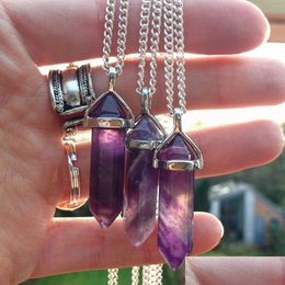 Pendant Necklaces Wholesale Polished Natural Amethyst Point Pendant Healing Crystal Quartz Druzy With Sier Plated Jewellery Necklaces Pe Dhmuv
