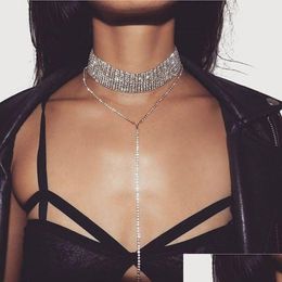 2021 neue Verkauf Strass Halsband Kristall Edelstein Luxus Halsreifen Kragen Chocker Chunky Y Halskette Frauen Schmuck Zubehör Dhgarden Otqax