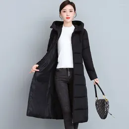 Women's Trench Coats Winter Jacket Women Long Down Solid Jackets Warm Hooded Parkas Large Size 5xl Female's Thick Quilted Cotton