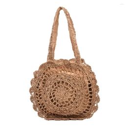 Evening Bags Bohemian Straw For Women Circle Beach Handbags Summer Rattan Shoulder Handmade Knitted Bolsa Designer Bag 2023