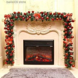 Christmas Decorations 2.7M Christmas LED Rattan Garland Decorative Artificial Flower Pine Tree Ornament Xmas Party Home Fireplace Door Stairs Decor T231012