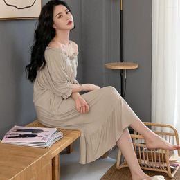 Women's Sleepwear Fdfklak Elegant Modal Night Dress Women Short-Sleeved Nightdress Sweet Ladies Home Clothes Loose Spring Summer Nightgown