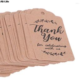Party Favour 100pcs DIY Kraft Paper Gift Tags Thank You For Celebrating Thanks Label Wedding Decoration Baby Shower