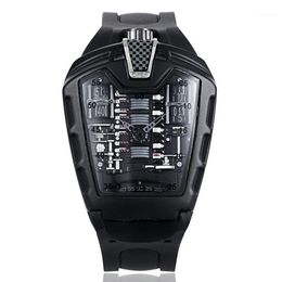 Poisonous Sports Car Concept Racing Mechanical Style Six-cylinder Engine Compartment Creative Watch Men's Trend Fashion Wrist284R