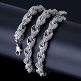 Mens Rope Chains Necklace Gold Silver Colour Iced Out Micro Setting CZ Diamond ed Chains for Men Hip Hop Jewelry320t