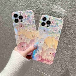 Cell Phone Cases Applicable to Huawei P30 mobile phone case mate50 oil painting flower case HONOR 70 silicone inlaid drill anti falling case nova9se L2310/12