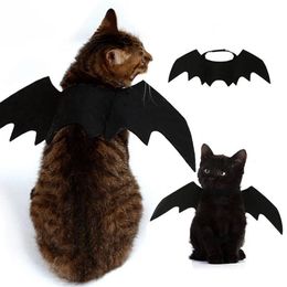 Cat Costumes 3pcs Pet Cat Costumes Bat Wings Black Cute Fancy Dress Up Pet Dog Cat Halloween Costume Gift 231011