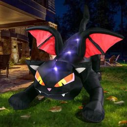 Other Event Party Supplies 7.5Ft Halloween Black Cat Inflatable With Wings LED Light Cute Halloween Decoration Suitable For Holiday Celebrations Parties T231012