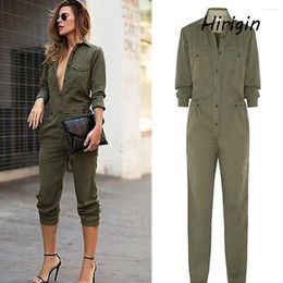 Women's Jumpsuits Cool Girl's Long Safari Sleeve Army Green Solid Casual Bodysuit Ladies Vintage Romper Fashion Mujer Jumpsuit