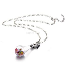 Pendant Necklaces Wish Floating Bottle Necklace Dried Flower Pendants Women Necklaces Float Locket Living Fashion Jewelry Will And Jew Dh9Sp