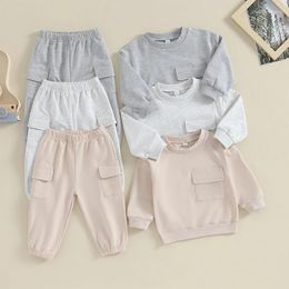 Clothing Sets 0-5Y Toddler Baby Boy Clothes Set Autumn Tracksuit Suits Solid Colour Sweatshirt Tops Pants 2pcs Kids