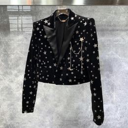 Women's Jackets High Quality Star Pattern Luxury Jacket 2023 Autumn Shining Suede Coat Stage Costumes Chaqueta Hombre Casual 231011